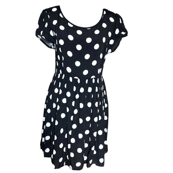 MINKPINK Black White Polka Dot Fit & Flare Dress - Picture 1 of 6